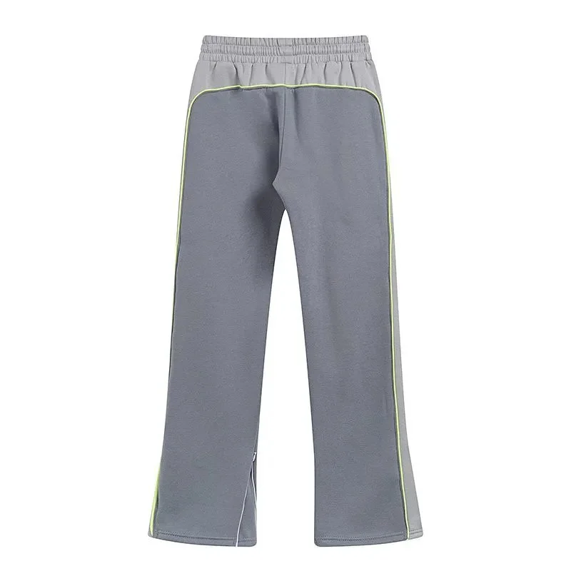 Gray with Neon Green Side Stripe Sweatpants