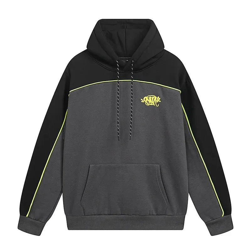 Unisex Hoodie with Neon Yellow Accents and Embroidered Logo