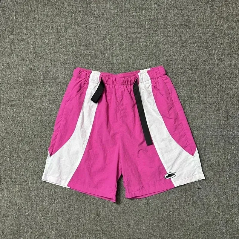Unisex Pink & White Panelled Shorts