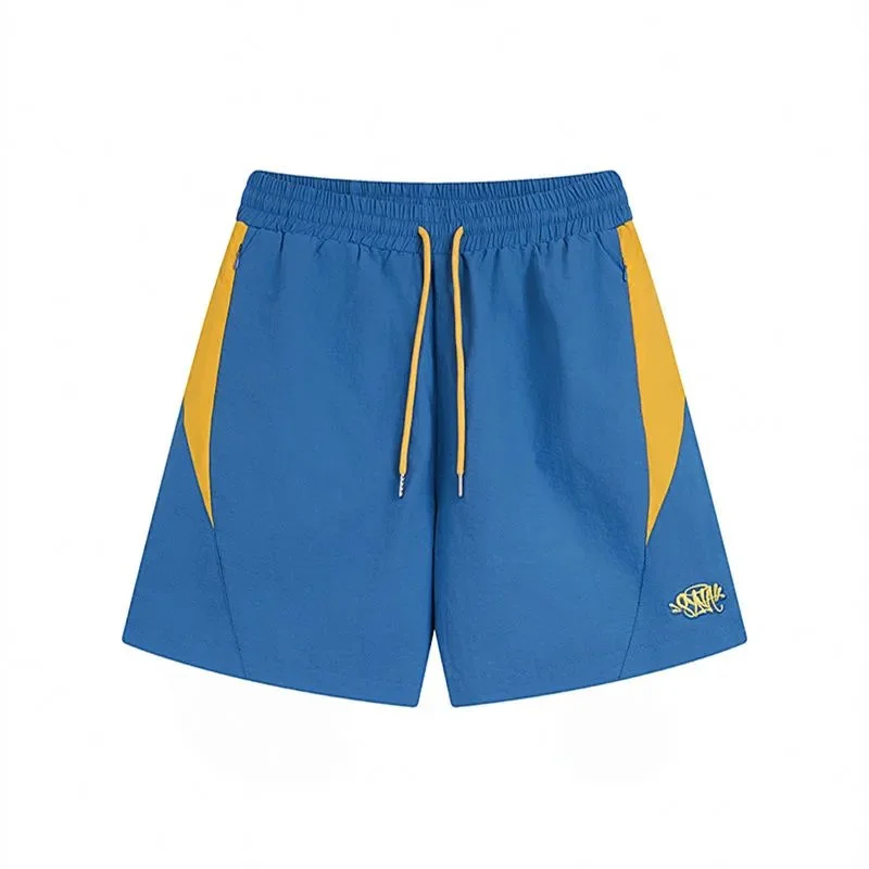 Blue & Yellow Contrast Panel Shorts