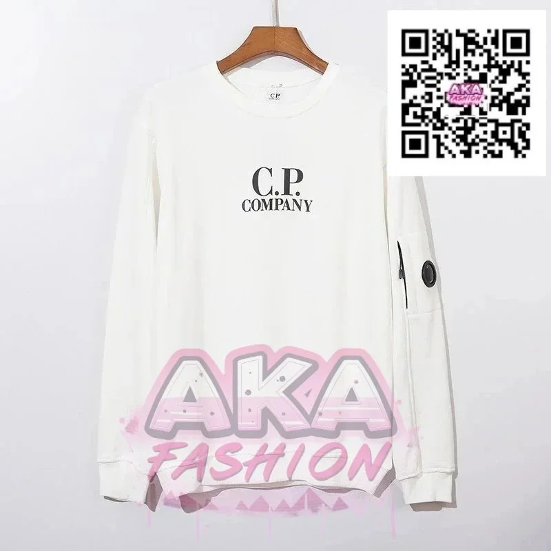 C.P. Company White Logo Long Sleeve T-Shirt