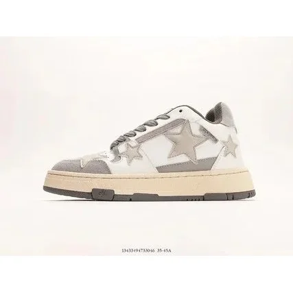 Unisex Star Pattern Low Top Sneakers 27 Light Beige Stars
