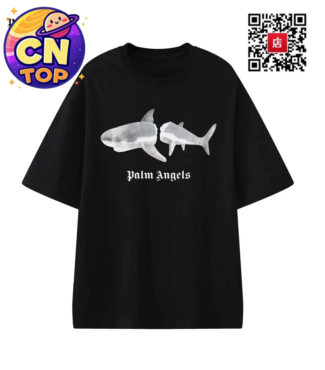 Palm Angels Shark Print T-Shirt 01 Black