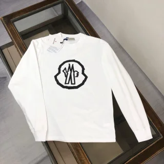 Moncler White Monogram Long Sleeve T-Shirt