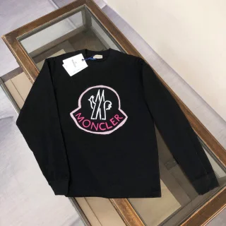 Moncler Black Pink Logo Long Sleeve T-Shirt