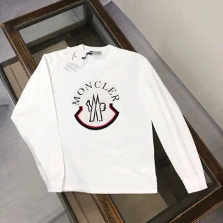 Moncler White Logo Long Sleeve T-Shirt