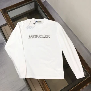 Moncler White Logo Long Sleeve T-Shirt