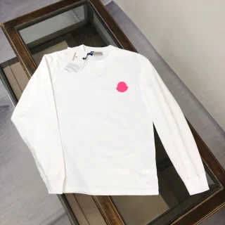 Moncler White Pink Monogram Long Sleeve T-Shirt