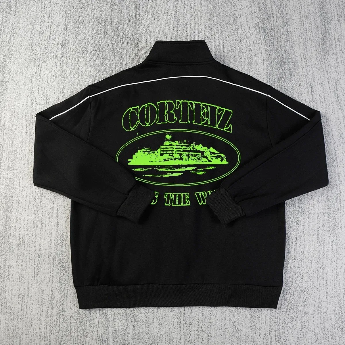 Corteiz RTW Black with Green 'The World' Jacket