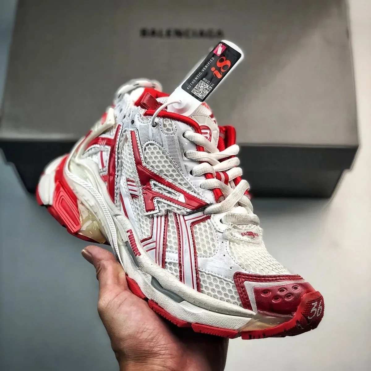 Balenciaga Triple S White/Red Sneakers