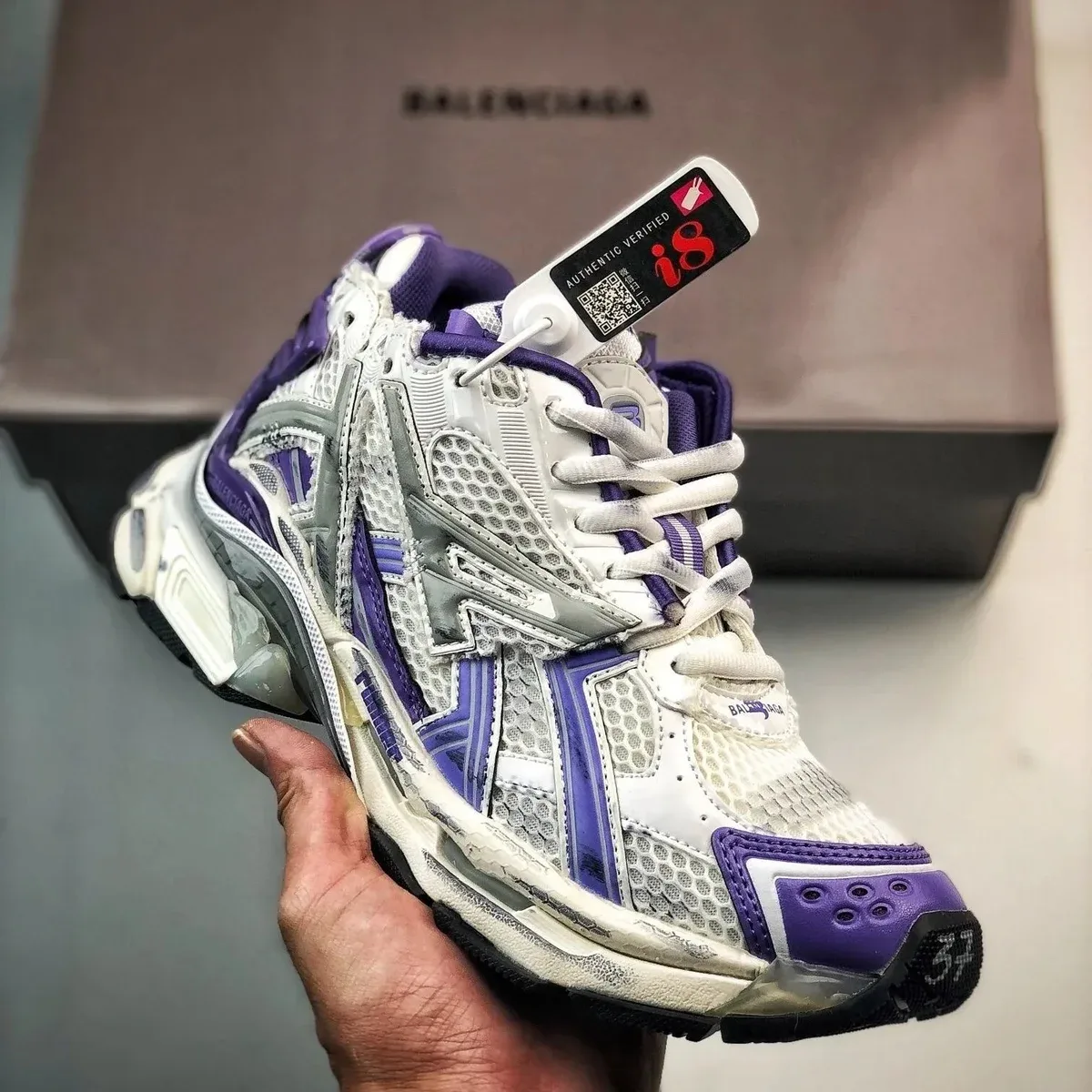 Balenciaga Triple S White Purple Sneakers