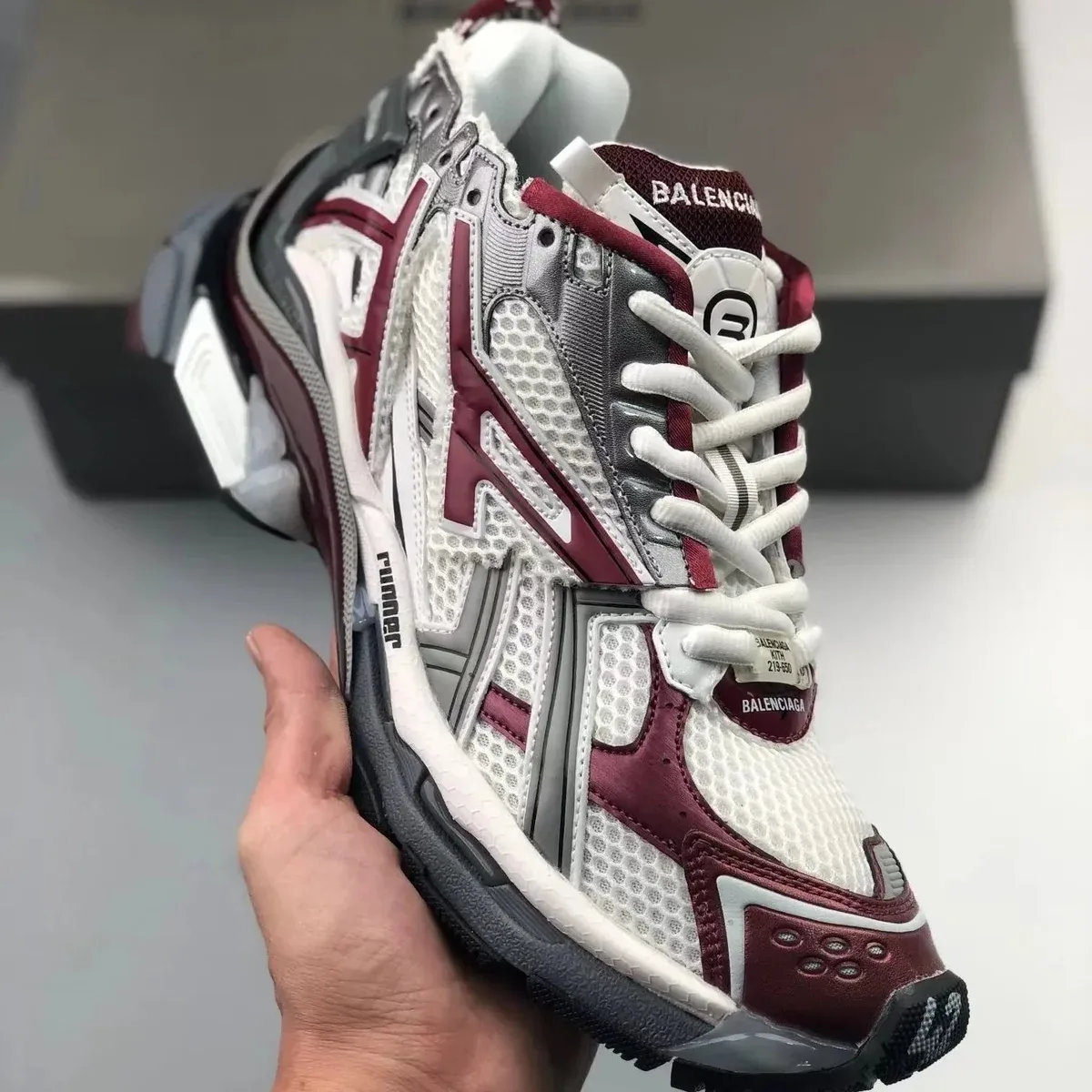 Balenciaga Runner White & Burgundy Sneakers