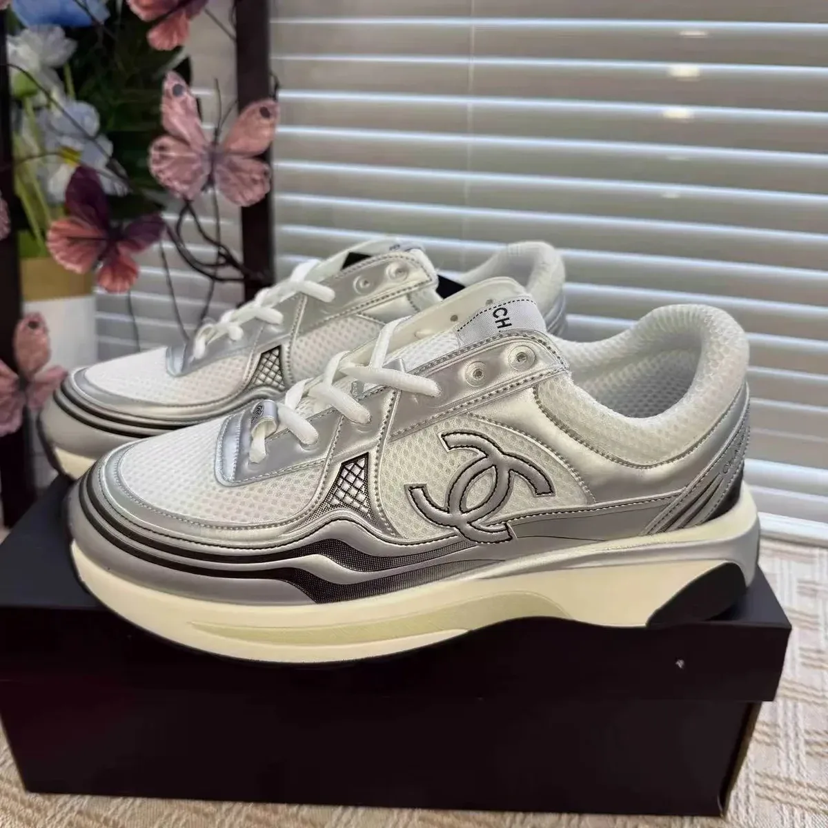 Chanel Silver Sneakers