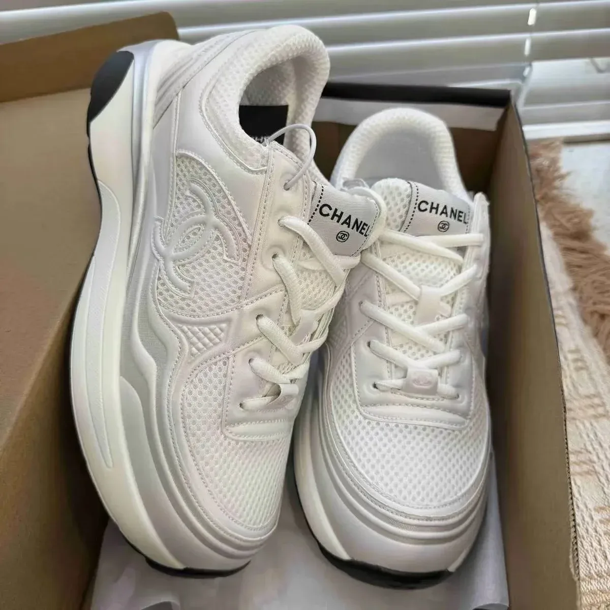 Chanel White Runners Sneakers