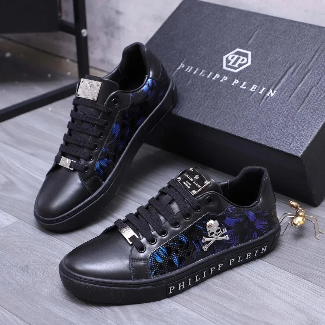 Philipp Plein Skull & Floral Black Sneakers