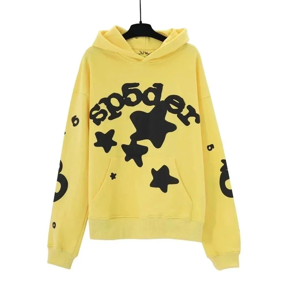 Unisex Yellow Spider Star Print Hoodie