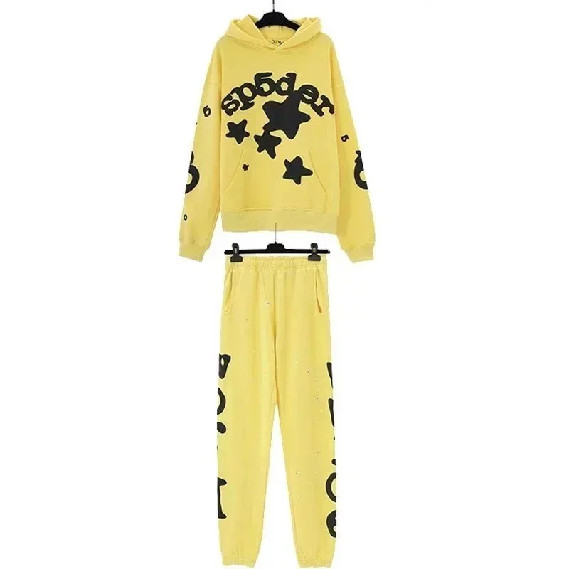 Yellow Spider Print Tracksuit Set