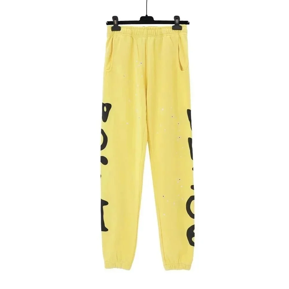 Unisex Yellow Letter Print Sweatpants