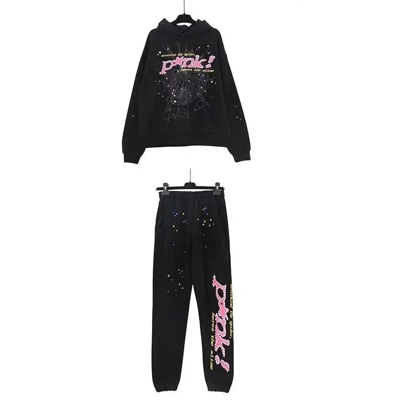 Black 'Pink' Set with Spider Web Print Co-ord Set