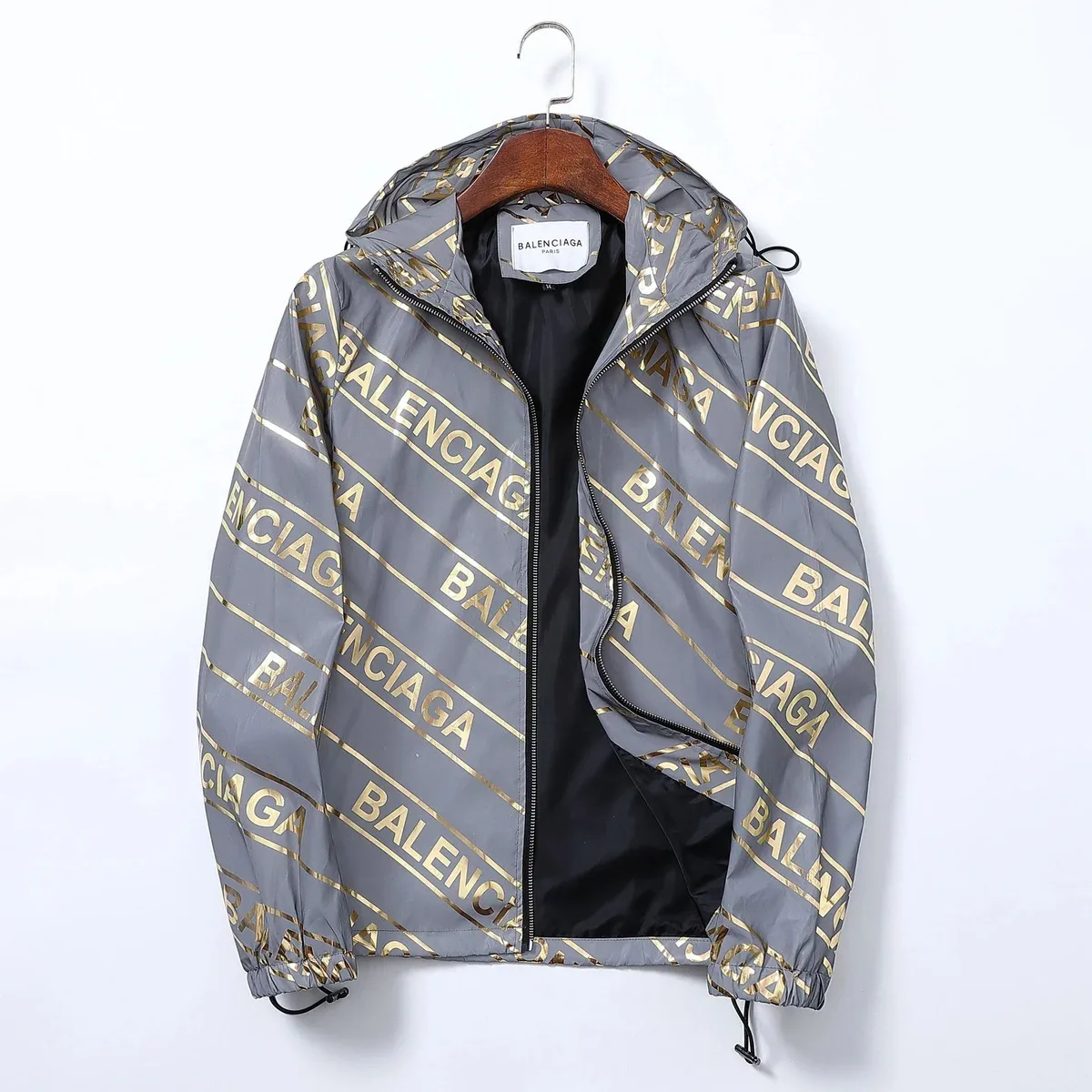 Balenciaga Gold Logo Grey Jacket