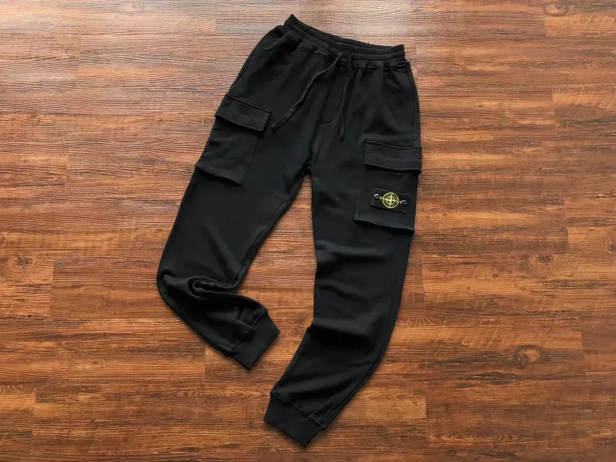 Stone Island 68-15 Black Cargo Sweatpants