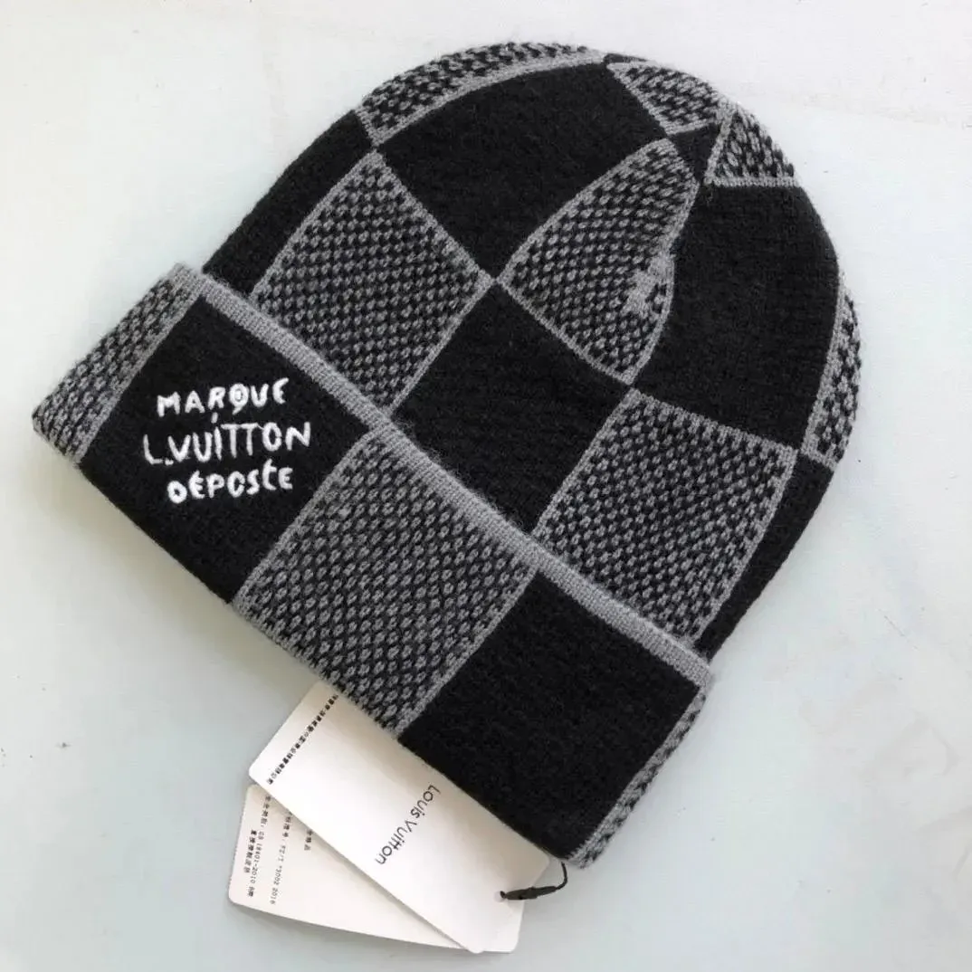 Louis Vuitton Checkered Beanie Black