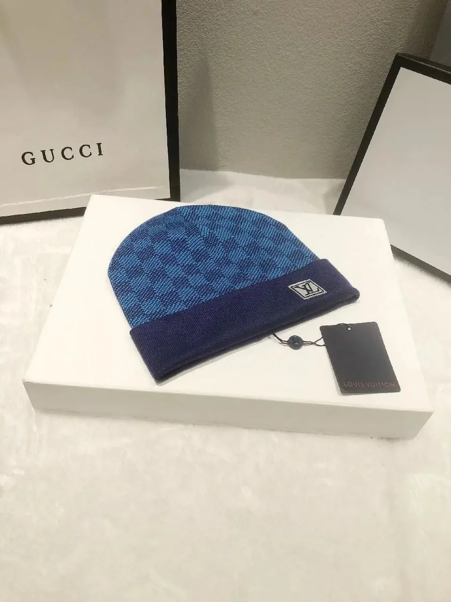 Louis Vuitton Blue Damier Beanie Hat