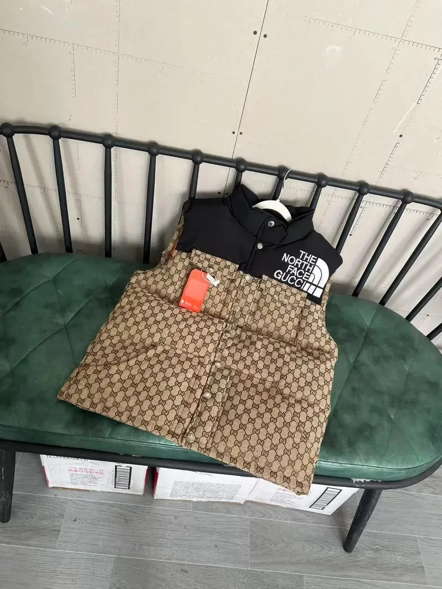 Gucci The North Face GG Monogram Black & Beige Puffer Vest