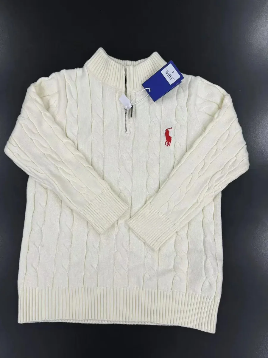 Polo Ralph Lauren Cable Knit Half-Zip Sweater Cream