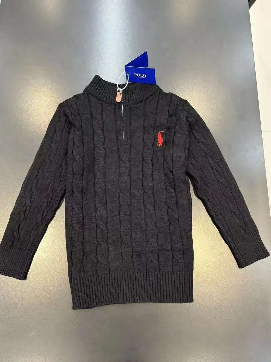 Polo Ralph Lauren Cable Knit Zip-Up Sweater Black