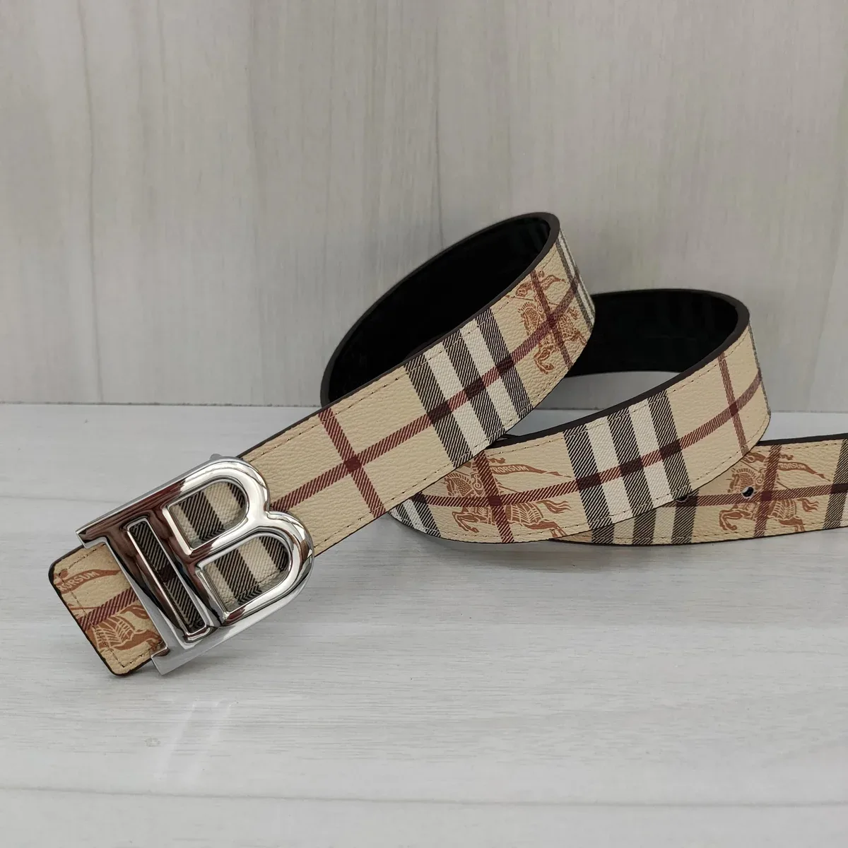 Burberry Classic Check Belt Beige/Brown