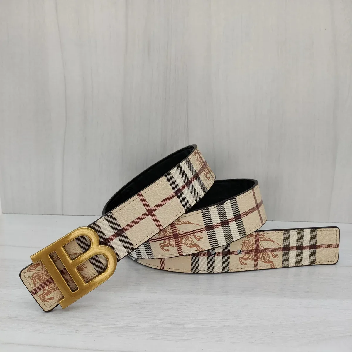 Burberry Classic Check Belt Beige/Navy