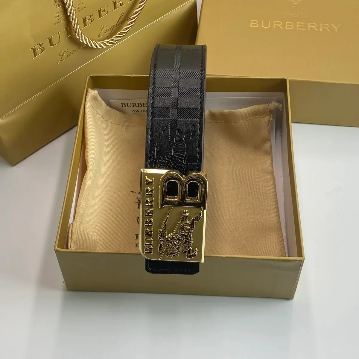 Burberry Bur-03-02 Black Leather Belt