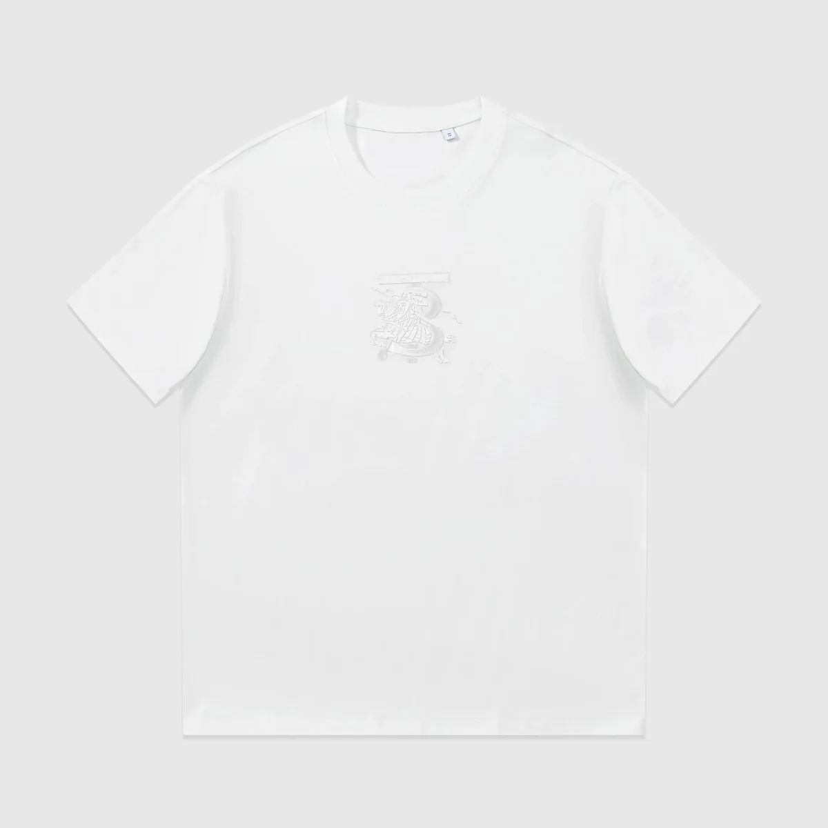 White Embroidered Dragon T-Shirt