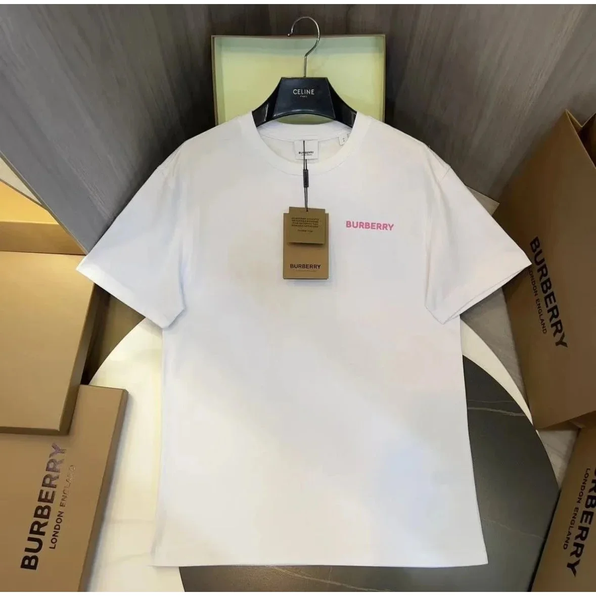 Burberry White Pink Logo T-Shirt