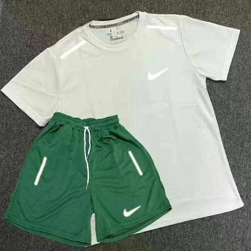 Nike Air White/Green Shorts Set
