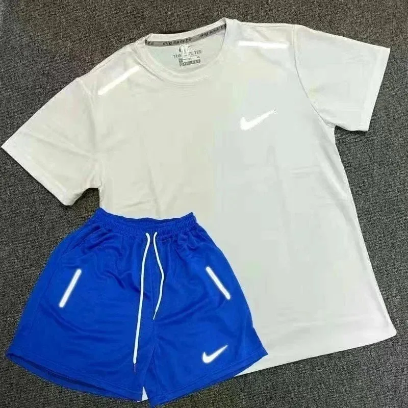 Nike Air T-Shirt & Shorts Set White/Blue Sporty