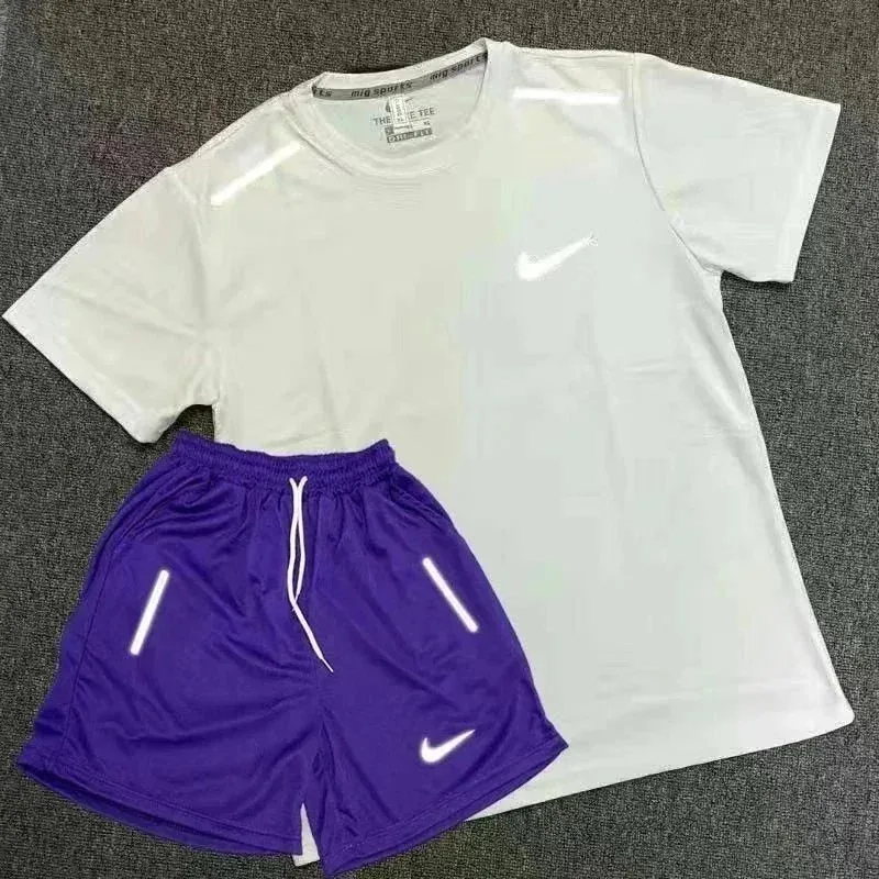 Nike Air Tee & Shorts Set Purple/White