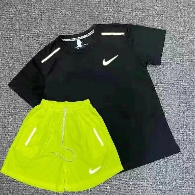 Nike Black and Yellow Shorts Set
