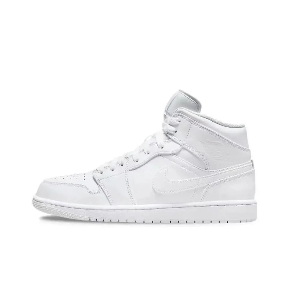 Nike Air Jordan 1 Mid White Triple Black Sneakers
