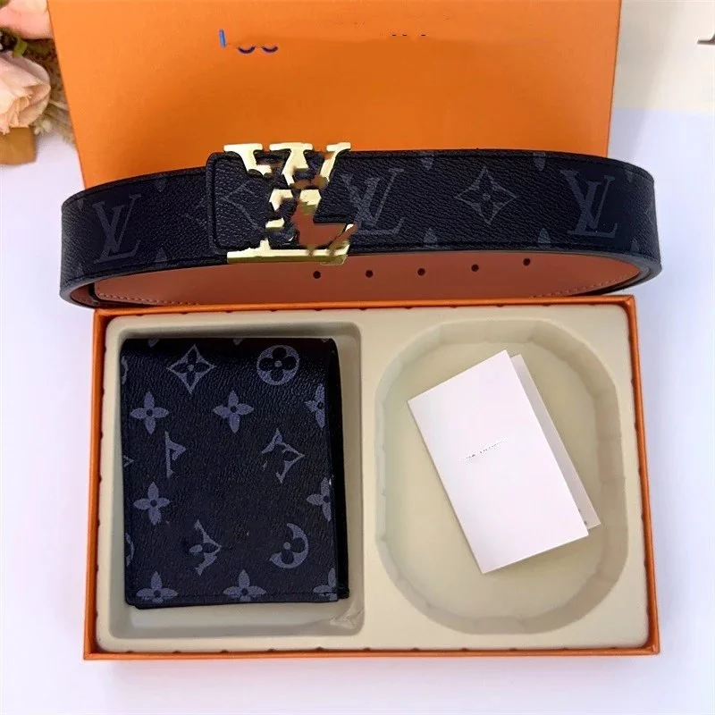 Louis Vuitton Neverfull Monogram Belt & Wallet Set Black