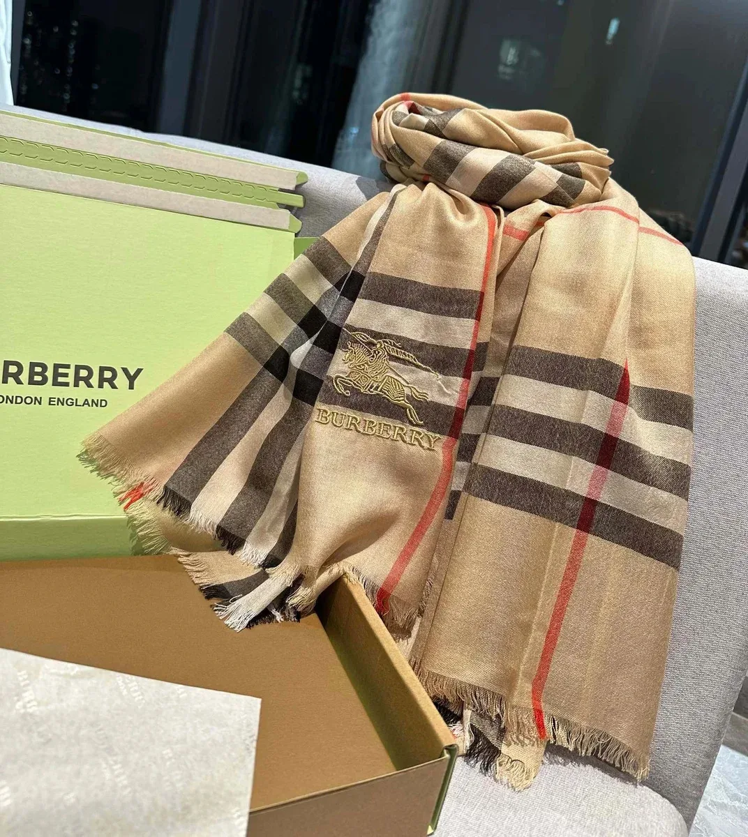 Burberry Classic Check Scarf Beige & Brown Accessory