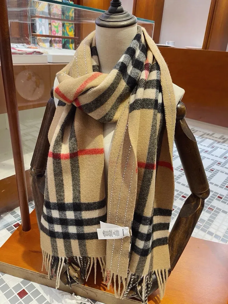 Burberry TB Monogram Check Scarf Beige
