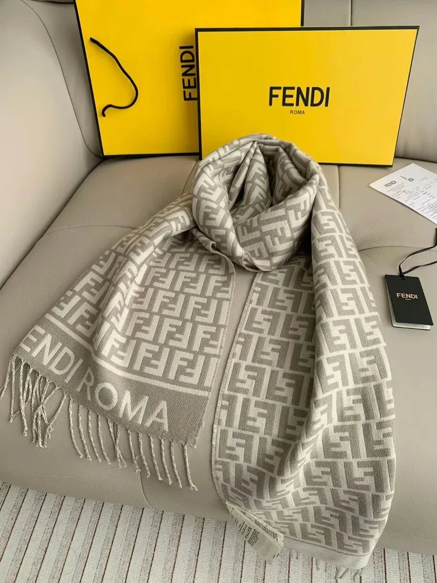 Fendi FF Logo Scarf Beige/Cream Accessory