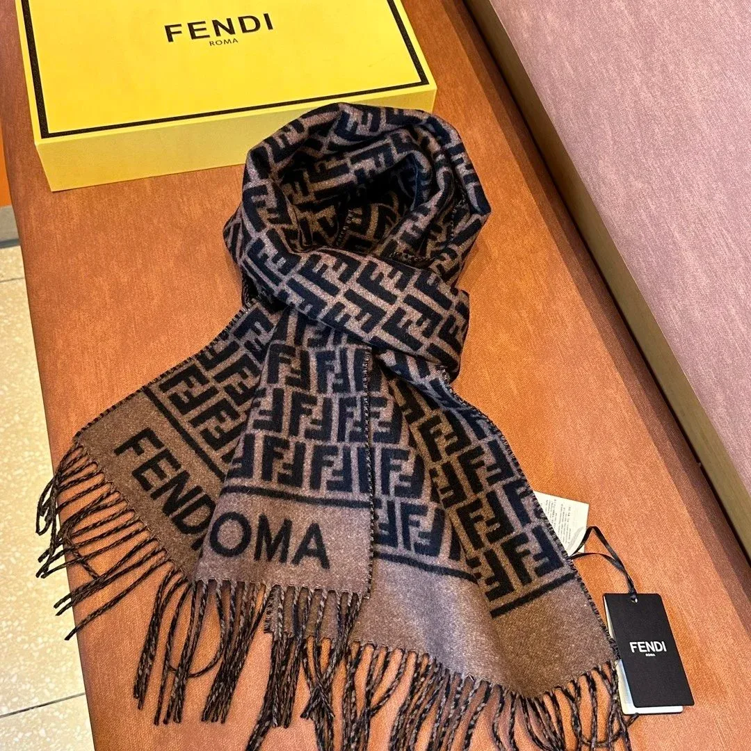 Fendi FF Logo Scarf Beige/Black Accessory