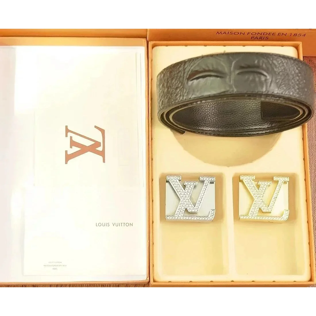 Louis Vuitton LV Monogram Belt Black Leather