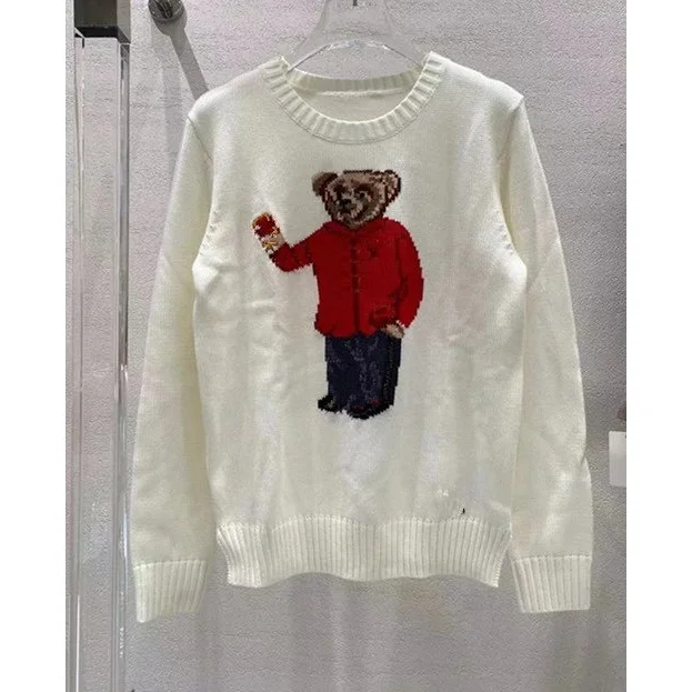 Polo Ralph Lauren Big Pony Bear Sweater White Red