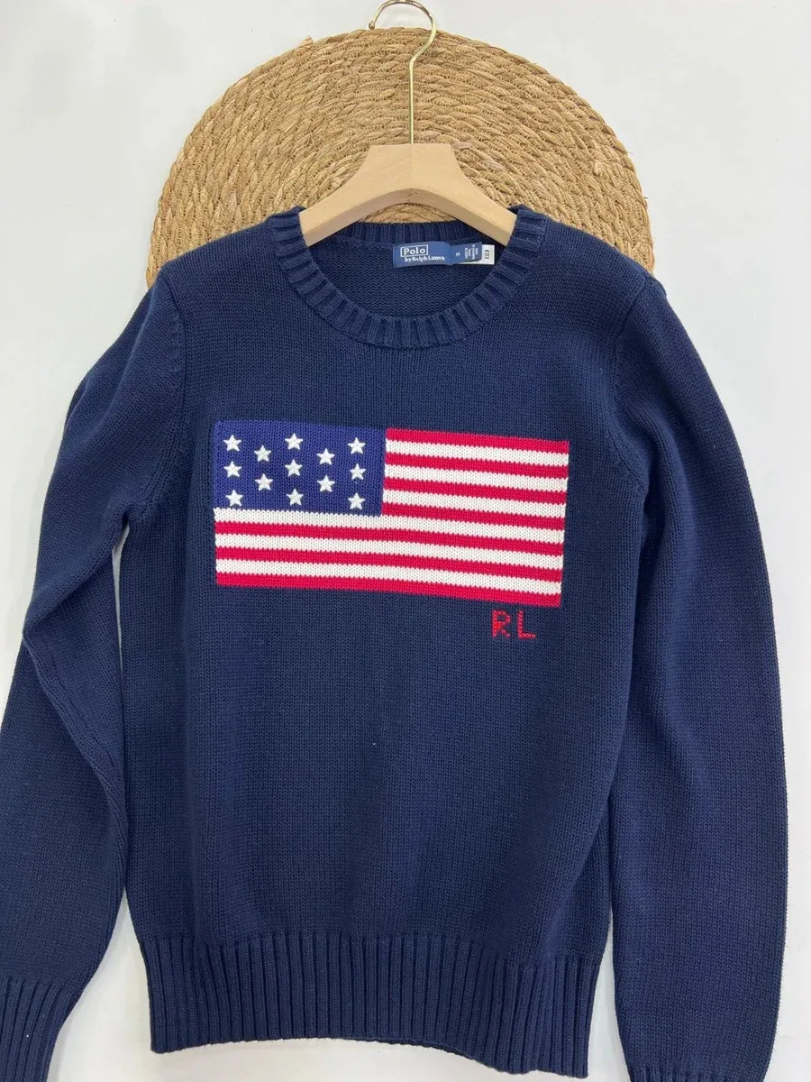 Polo Ralph Lauren American Flag Knit Sweater Navy