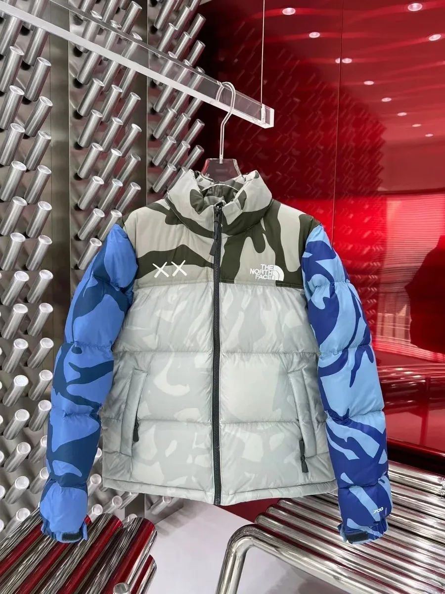 The North Face Nuptse Camo Blue & Grey Puffer Jacket