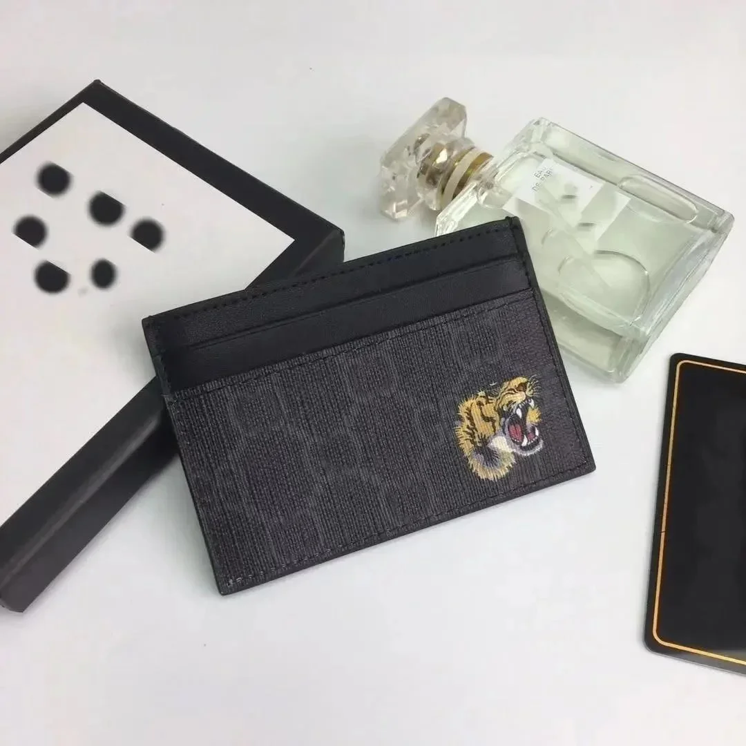 Gucci Tiger Embroidery Card Holder Black